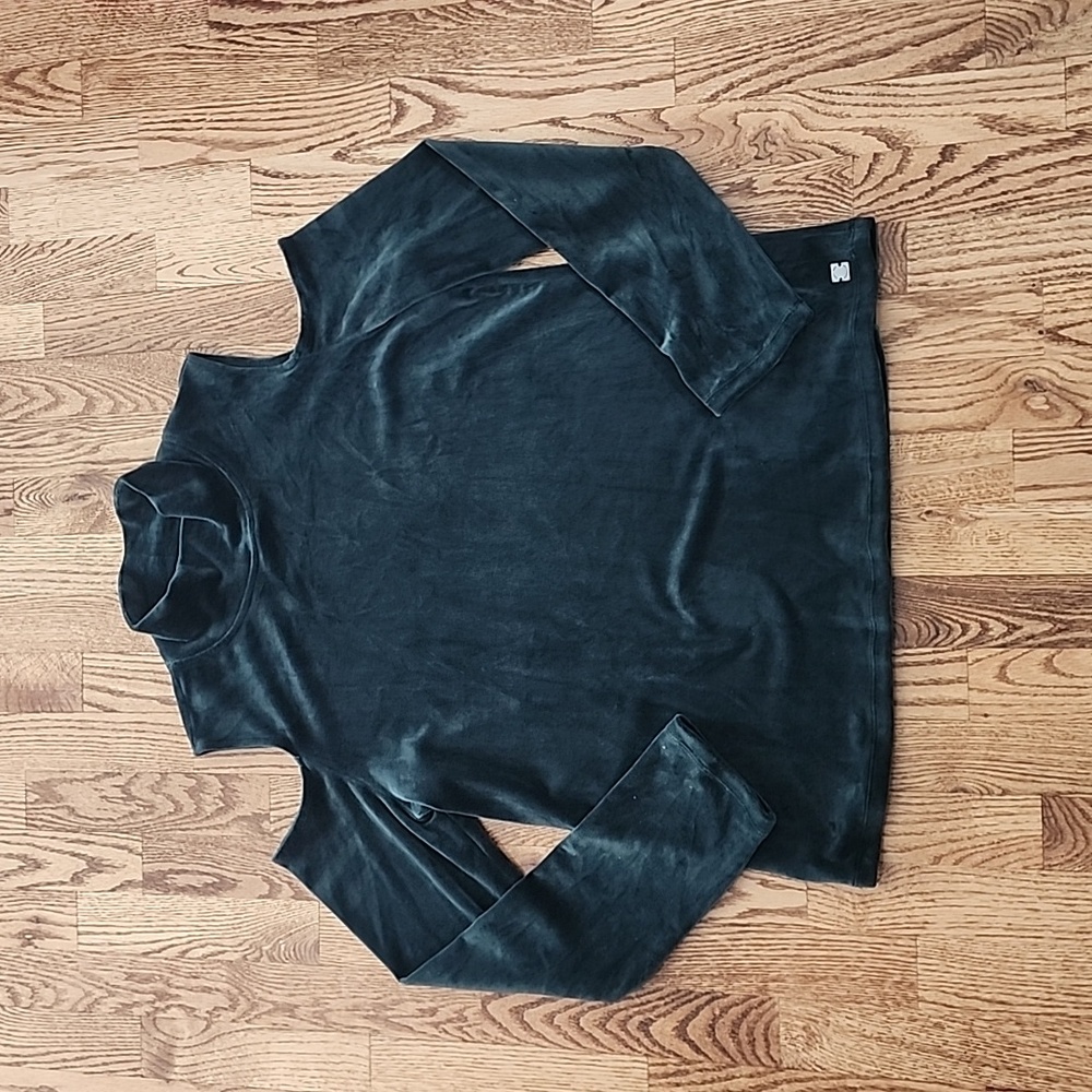 (XL) Calvin Klein Performance Stretch Velvet Cold Shoulder Turtleneck Top Cozy